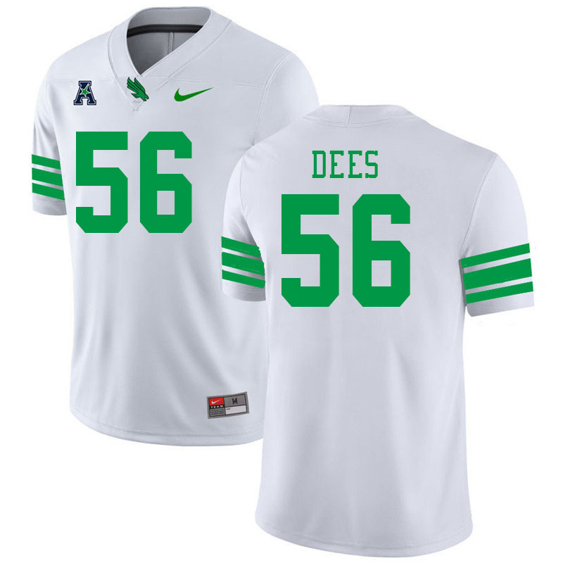 #56 Kaden Dees North Texas Mean Green College Football Jerseys Stitched-White